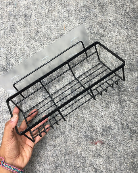 Black Metal Shower Caddy, 12x3x4"