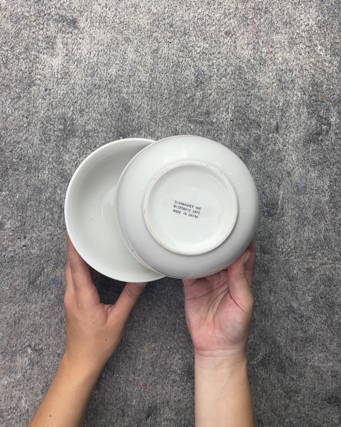 White Ceramic Bowls, Set of 3