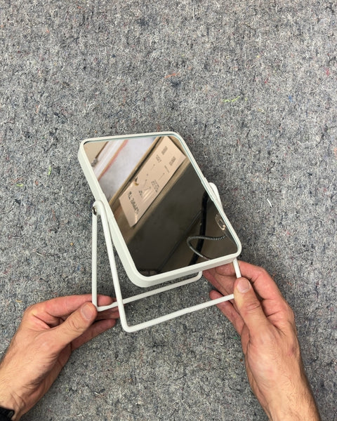White Tabletop Mirror with Stand