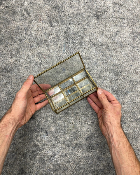 Brass and Glass 6-Compartment Trinket Box