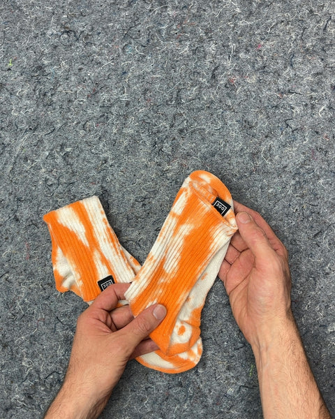 DOE Orange Tie-Dye Crew Socks, Length 9"