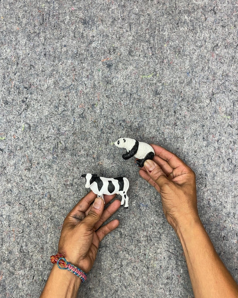 Panda and Cow Animal Figurines