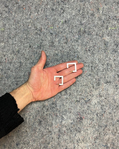 Two Geometric White Earrings