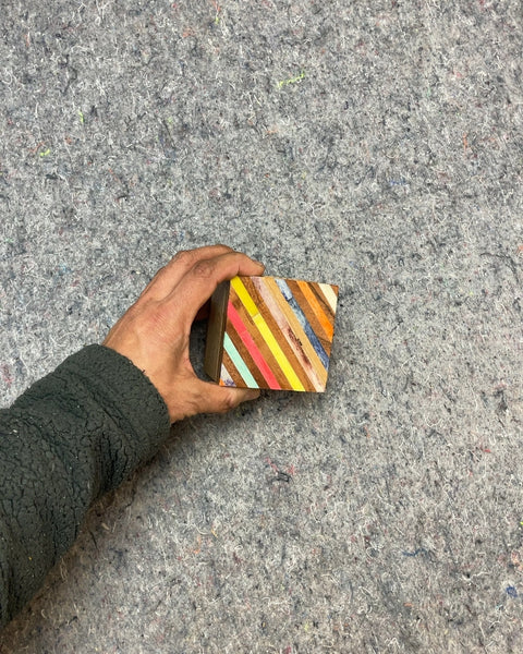 Wooden Box with Striped Lid