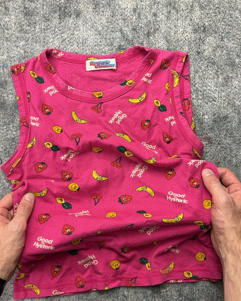 Hysteric Glamour Vintage Fruit Print Tank Top Pink Y2K, Size XS