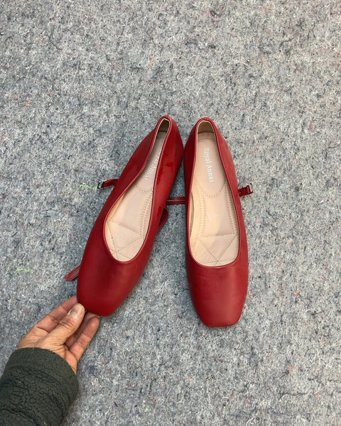 Annas Shoes Red Ballet Flats, 24 cm length