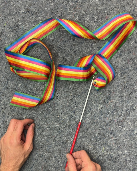 Rainbow Striped Rhythmic Gymnastics Ribbon