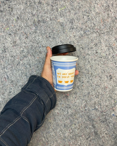 Ceramic Greek Coffee Cup & Lid