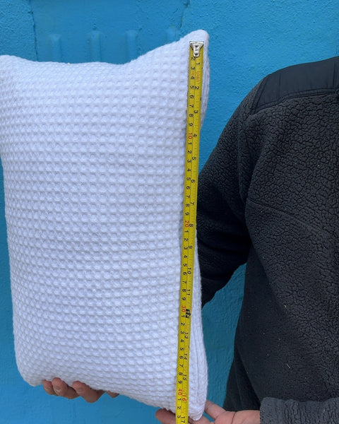 White Waffle Weave Pillow, L16"