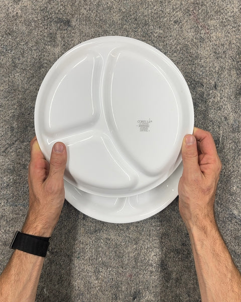 Set of 2 Cool Corelle White Divided Plates