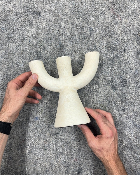 Abstract Ceramic Triple Candle Holder