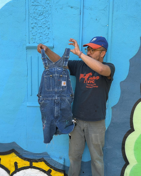 Carhartt Denim Overalls With Paint Stains From A Real Artist, Size 30x30