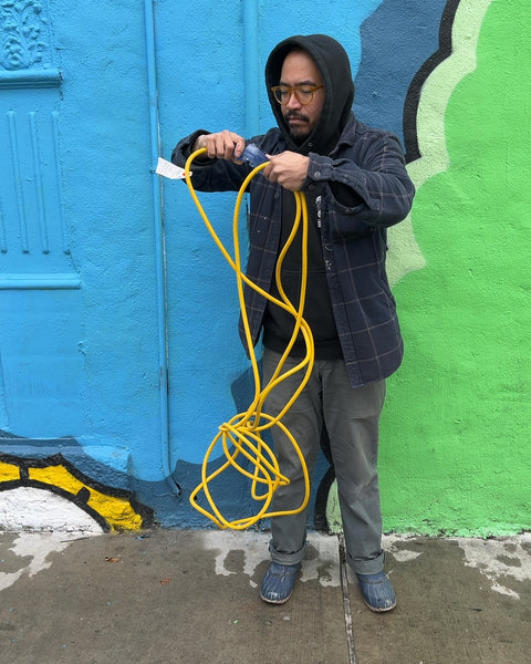 Another Longass Yellow Extension Cord with Triple Outlet