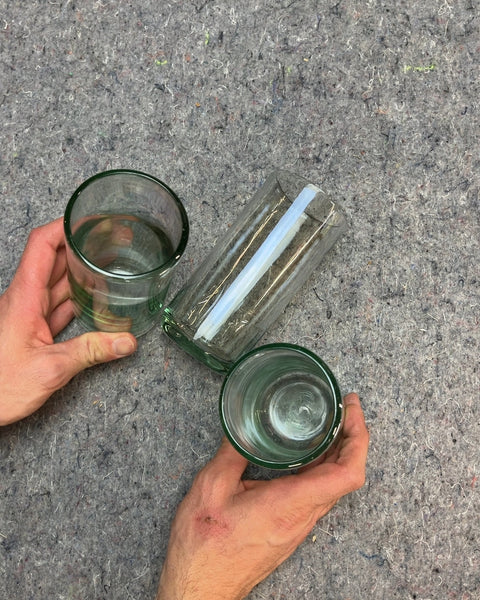 Three Clear Drinking Iridescent Glasses