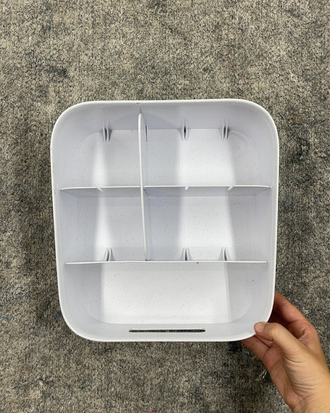 White Plastic Divided Storage Bin, 11 x 10 in