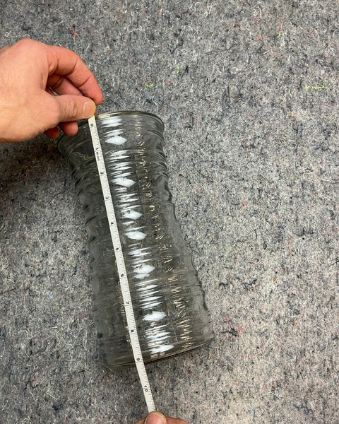 Clear Glass Ribbed Vase, 9"