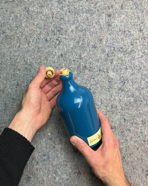 Blue Ceramic Bottle with Cork Stop To Make Your Cosco Olive Oil Taste Better