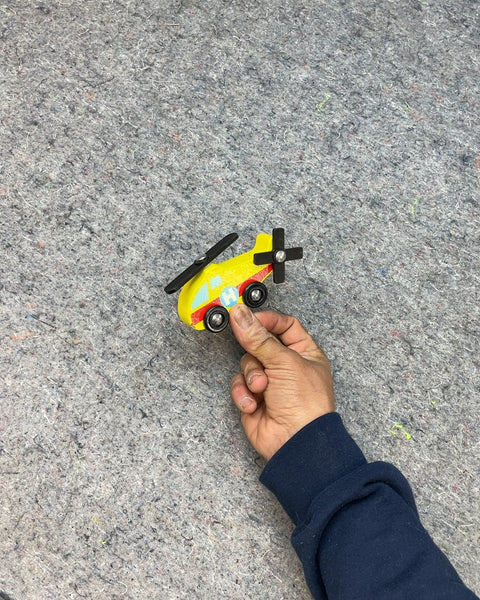 Yellow Wooden Toy Helicopter
