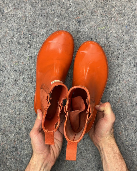 Hunter Orange Chelsea Rain Boots, Size EU 39