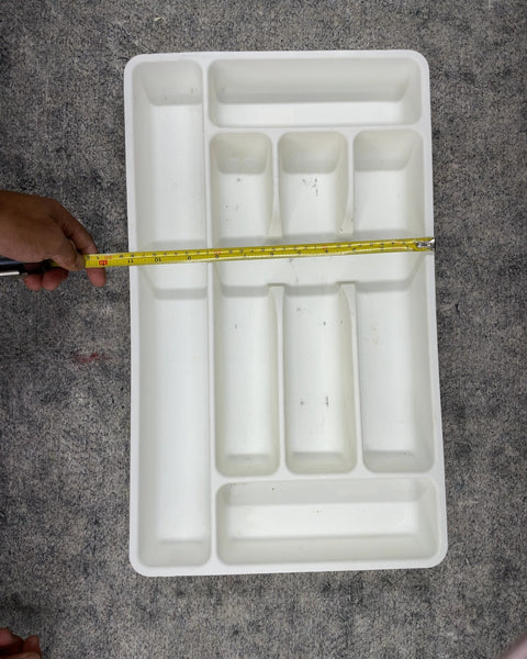 White Plastic Cutlery Drawer Organizer Tray, 20x11”