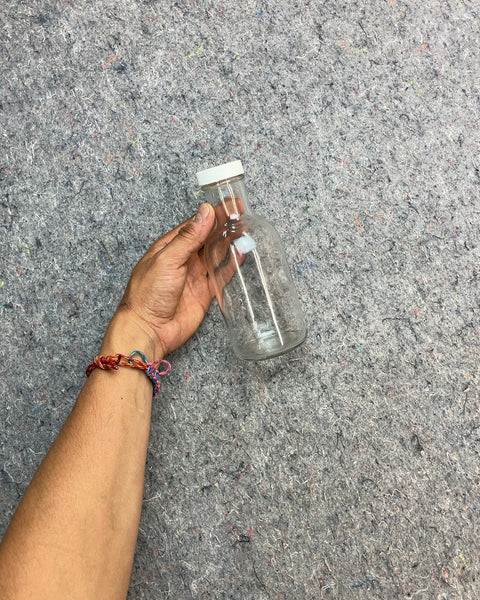 Clear Glass Milk Bottle with White Cap