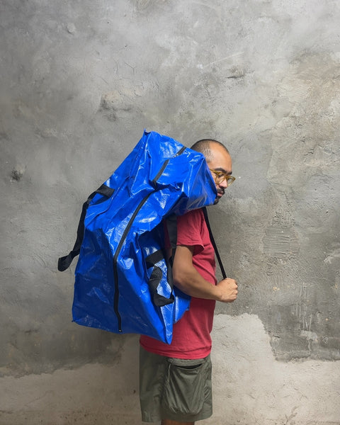 Blue Reusable Backpack Shopping Bag
