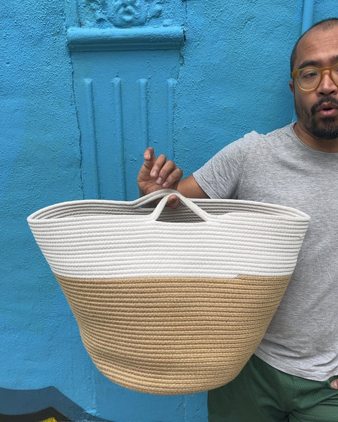 Bigass Two-Tone Woven Rope Basket, 15"