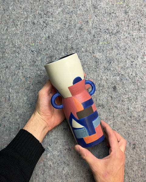 Prempracha Hand-Painted Geometric Vase