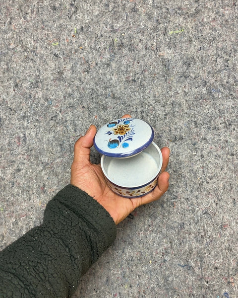 Ceramic Trinket Box with Floral Design