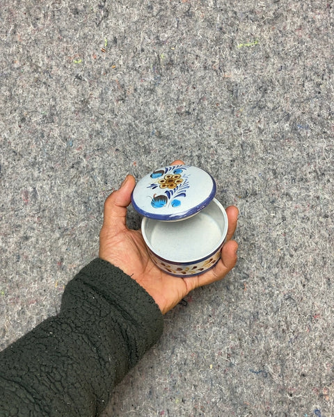 Ceramic Trinket Box with Floral Design
