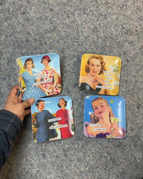 Retro Ladies Little Plates, Set of 4