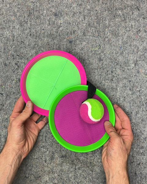 Pink and Green Catch Game Paddles with Ball