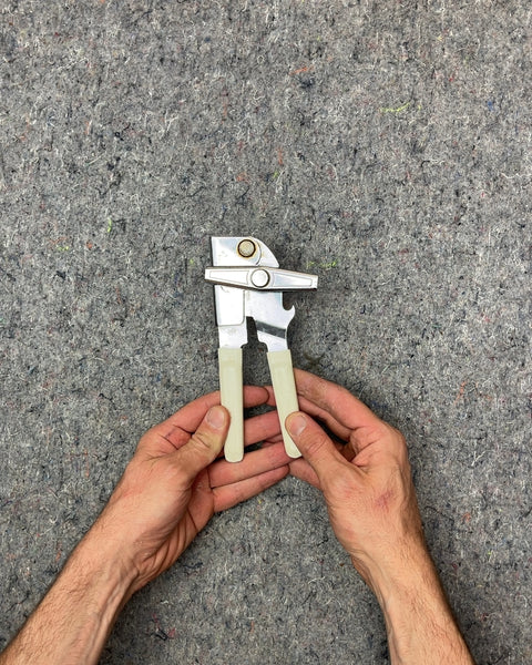 Manual Can Opener with White Handles