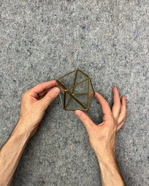 Geometric Glass and Brass Terrarium