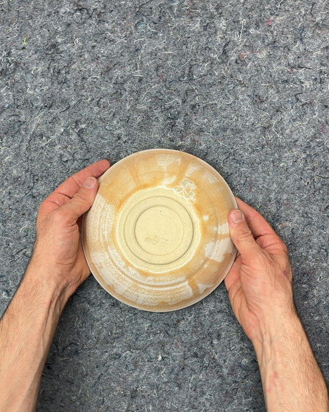 Ceramic Decorative Bowl with Green Stripes, 8"