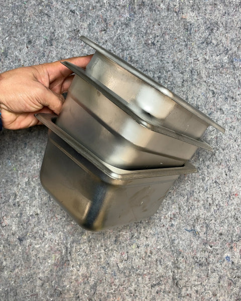 Three Stainless Steel Hotel Pans