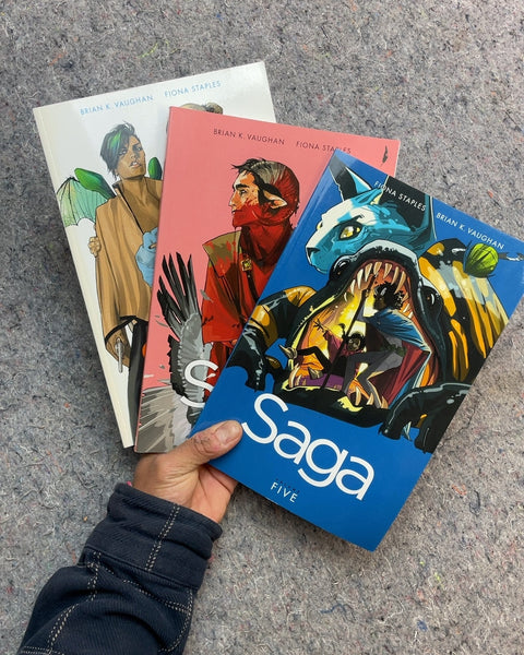 Saga Graphic Novels by Brian K. Vaughan and Fiona Staples, Volumes 3, 4, and 5