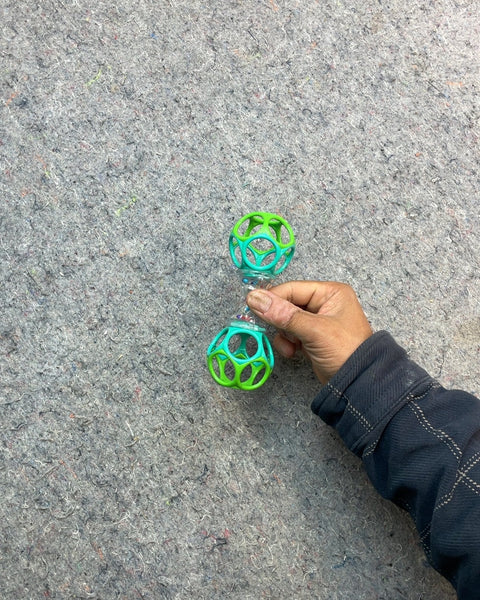 Green and Blue Baby Rattle Toy