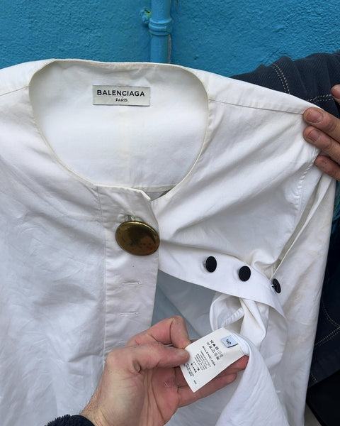 Stained Balenciaga White Button Down Shirt, EU 40