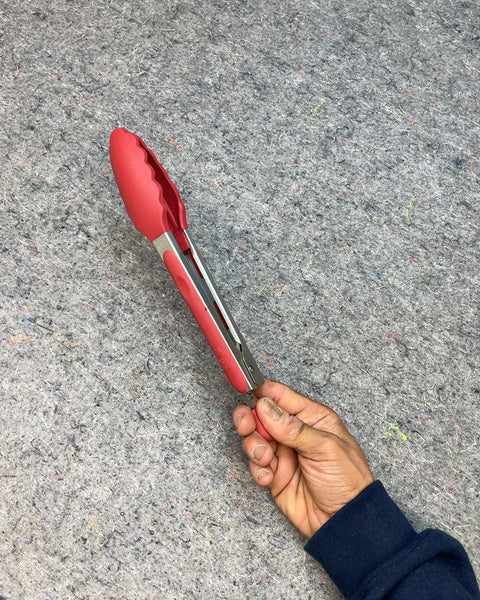 Red Silicone and Stainless Steel Tongs