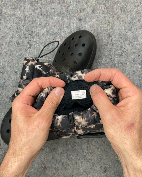 Crocs Black and White Camo Boots, Size M8/W10