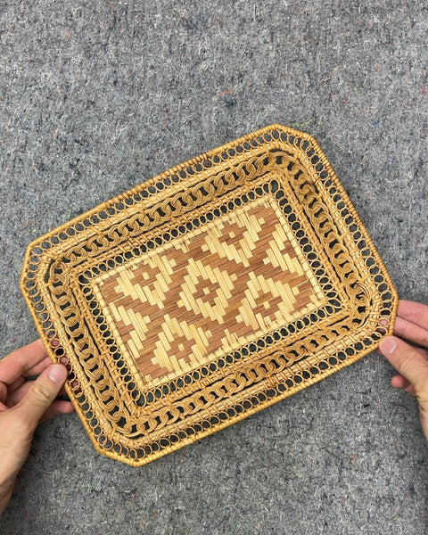 Woven Rattan Decorative Tray, 9x12"