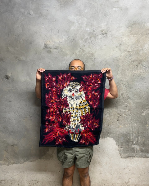 Owl and Leaves Thick Tapestry, 24x30"