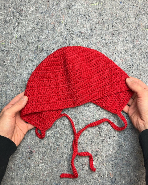 Cool Handmade Red Crochet Bonnet