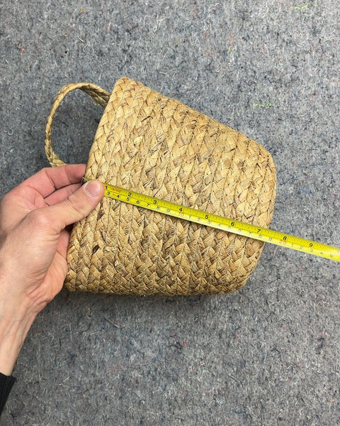 Woven Straw Basket with Handle, H7"