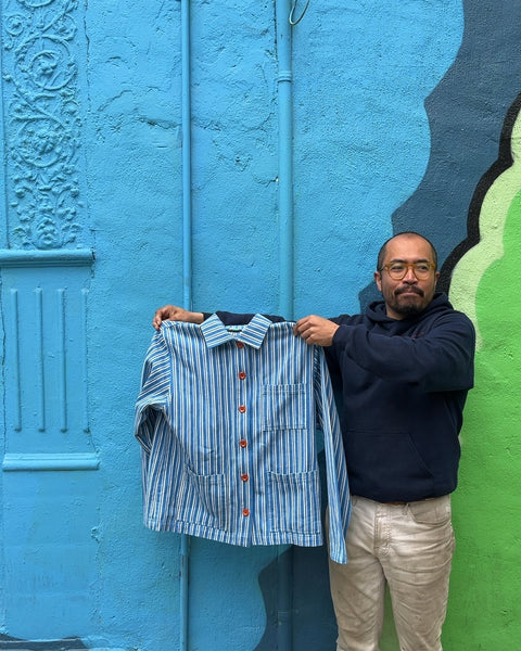 Big Bud Press Blue Striped Work Shirt, Size S