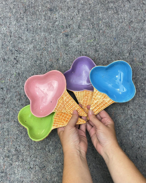 Ceramic Ice Cream Cone Bowls, Set of 4