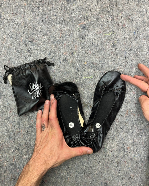 Silky Toes Black Ballet Flats, Size M
