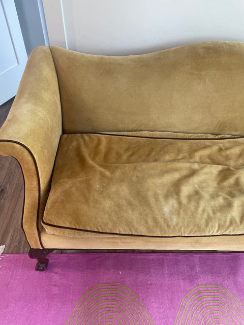Georgian-style Velvet Couch, 74x33x20x32”