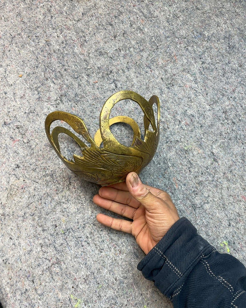 Brass Decorative Bowl with Bird Design